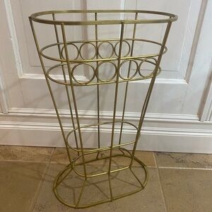 Gold Metal Umbrella Stand Art Deco Mid Century Modern